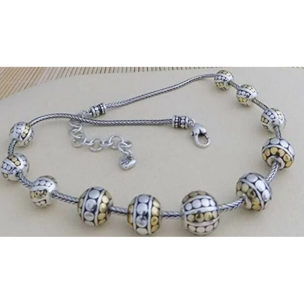 BRIGHTON TEMPLE BEAD 2 Tones Silver Gold NECKLACE - Picture 2 of 7